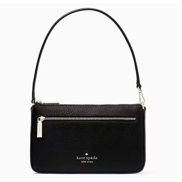 Kate Spade Leila Black Pebbled Leather Convertible Wristlet Hand Bag Clutch - Picture 1 of 14